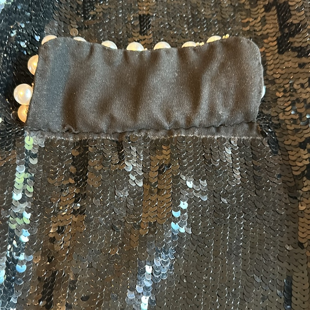 Oleg Cassini Black Tie Vtg Sequin Beaded Luxury Jacket Pearl Details. XL - Picture 13 of 13